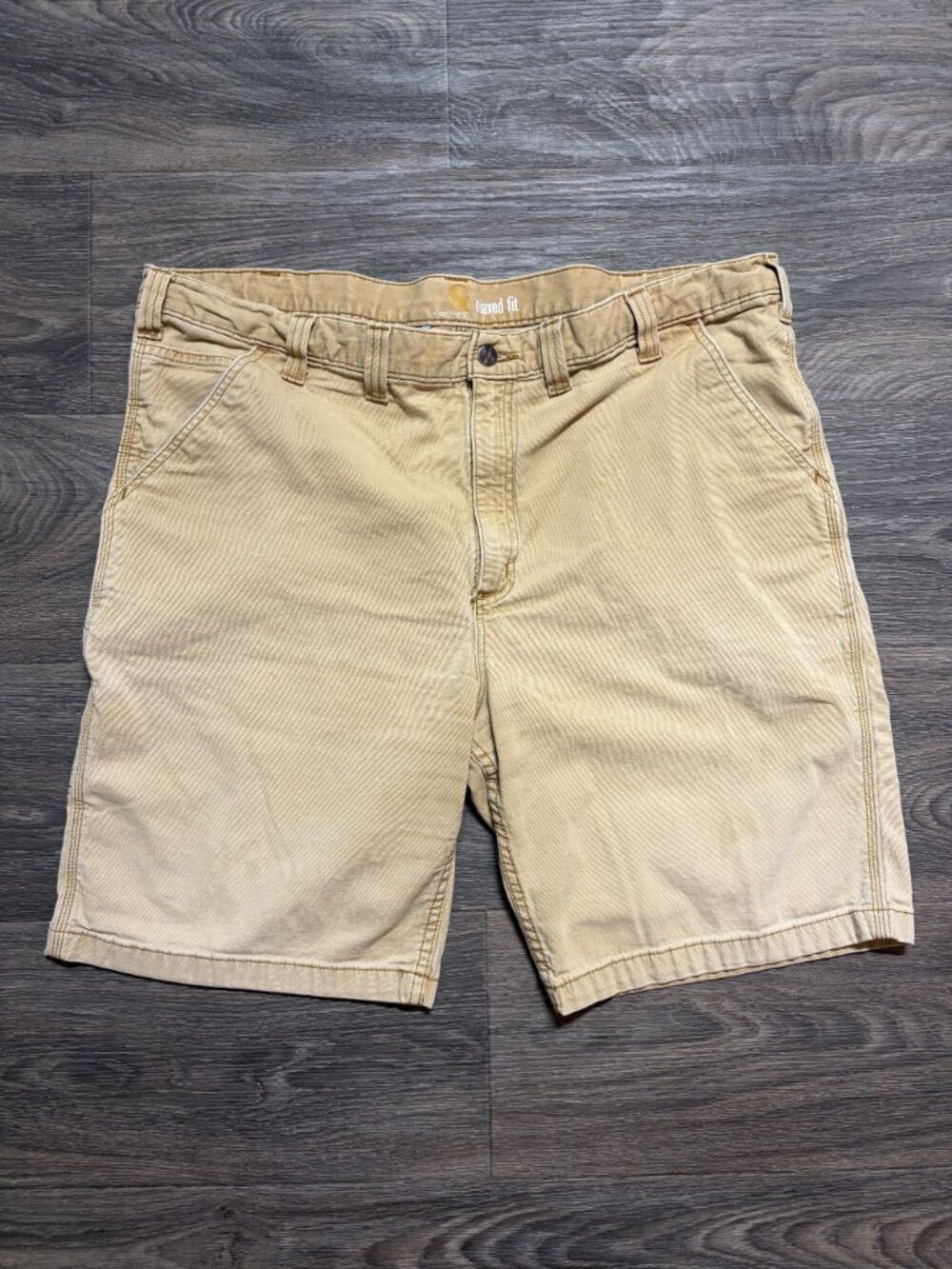 Carhartt Relaxed Fit Work Khaki Shorts 44 Cotton Utility Cargo Tan Workwear